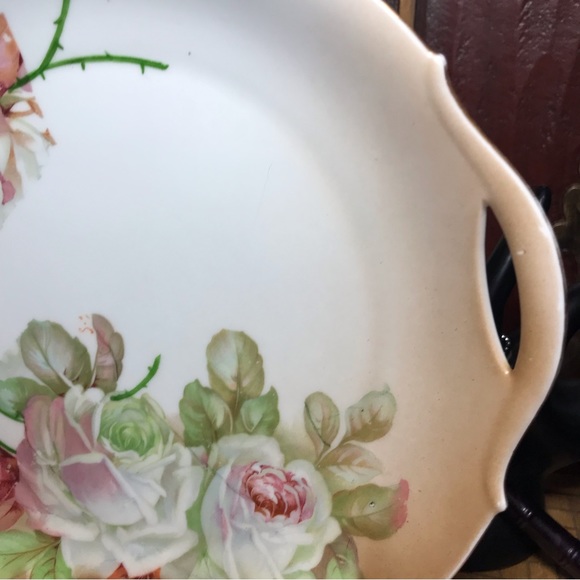 PM Bavaria Transferware Blush Pink White Roses Platter 9.5”x9” EVC - Picture 12 of 12